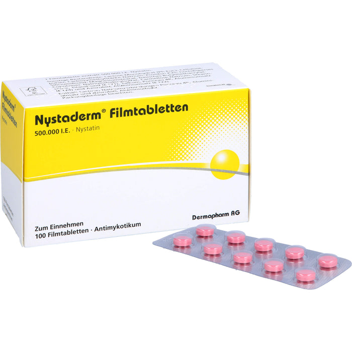 Nystaderm Filmtabletten bei nachgewiesener nystatinempfindlicher Hefepilzinfektionen, 100 pc Tablettes