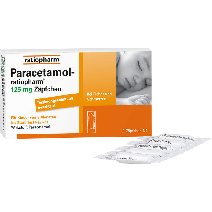 Paracetamol-ratiopharm 125 mg Zäpfchen, 10 pc Suppositoires