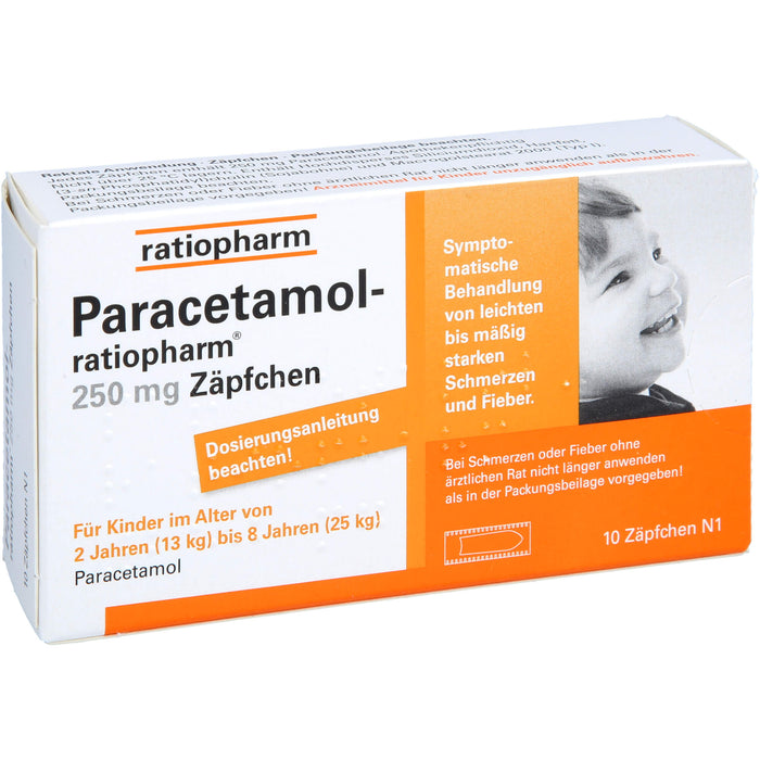 Paracetamol-ratiopharm 250 mg Zäpfchen bei Fieber und Schmerzen, 10 pc Suppositoires