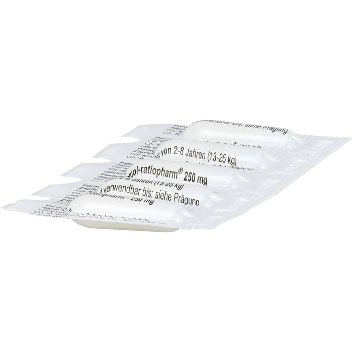 Paracetamol-ratiopharm 250 mg Zäpfchen bei Fieber und Schmerzen, 10 St. Zäpfchen