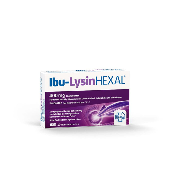 Ibu-Lysin Hexal 400 mg Filmtabletten bei Schmerzen und Fieber, 10 St. Tabletten