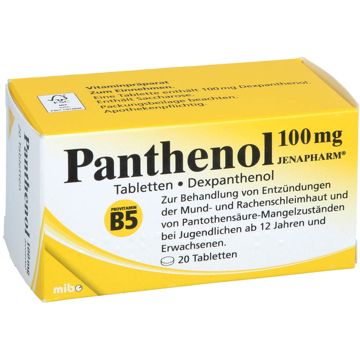 Panthenol 100 mg JENAPHARM Tabletten, 20 pc Tablettes