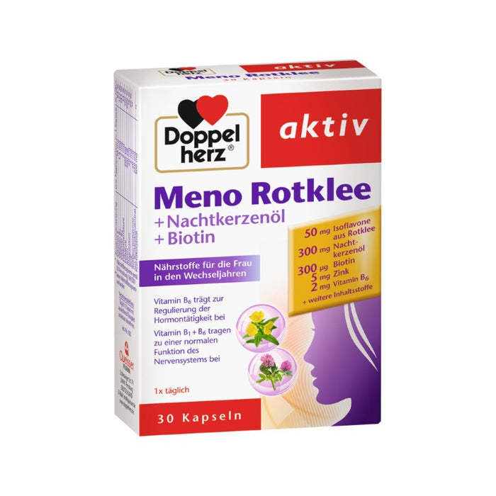 Doppelherz Meno Rotklee+Nachtkerzenöl+Biotin, 30 St KAP