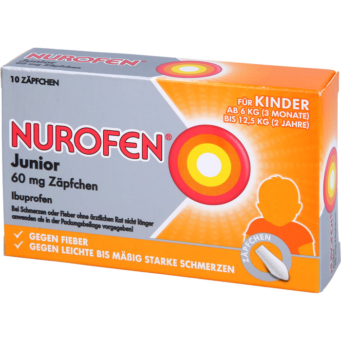 Nurofen Junior 60 mg Zäpfchen bei Fieber & Schmerzen ab 3 Monaten, 10 pc Suppositoires