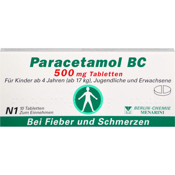 Paracetamol BC 500 mg Tabletten bei leichten bis mäßig starken Schmerzen und Fieber, 10 St. Tabletten