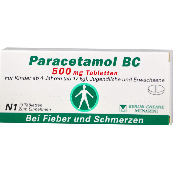 Paracetamol BC 500 mg Tabletten bei leichten bis mäßig starken Schmerzen und Fieber, 10 pcs. Tablets