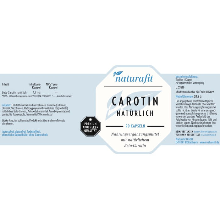 naturafit Carotin natürlich Kapseln, 90 pcs. Capsules