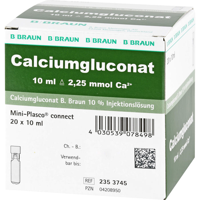 BRAUN Calciumgluconat 10 % Injektionslösung 20 x 10 ml, 200 ml Lösung