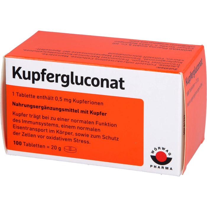 WÖRWAG Pharma Kupfergluconat Tabletten, 100 pc Tablettes