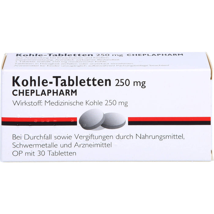 Kohle-Tabletten 250 mg bei Durchfall, 30 pcs. Tablets