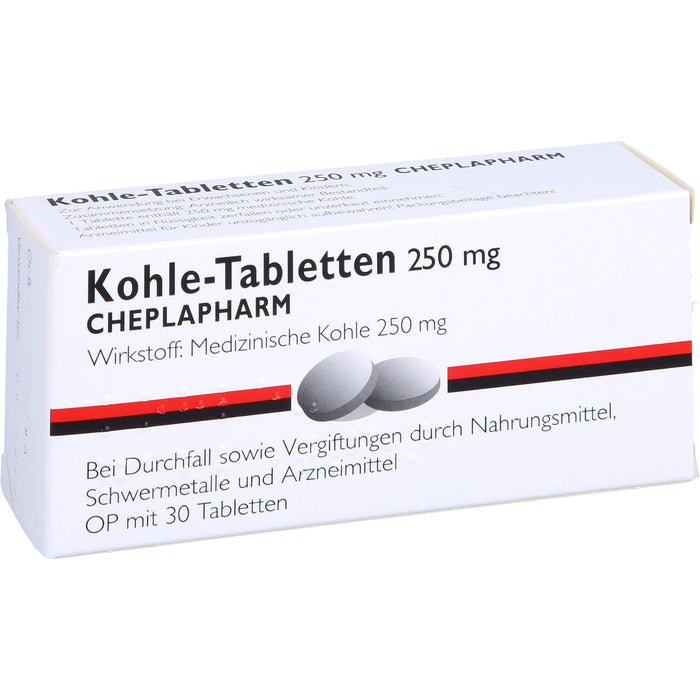 Kohle-Tabletten 250 mg bei Durchfall, 30 pcs. Tablets