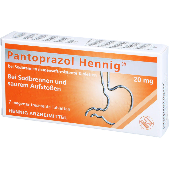 Pantoprazol Hennig 20 mg Tabletten bei Sodbrennen, 7 St. Tabletten