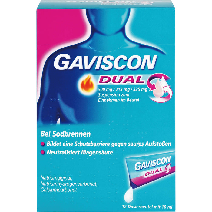 GAVSICON Dual Suspension bei Sodbrennen, 12 pc Sachets