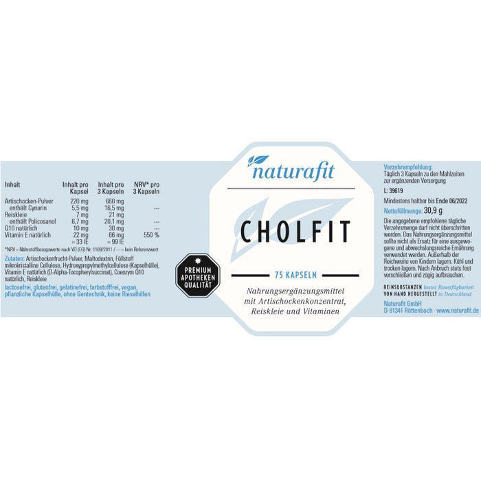 naturafit Cholfit Kapseln, 75 St. Kapseln