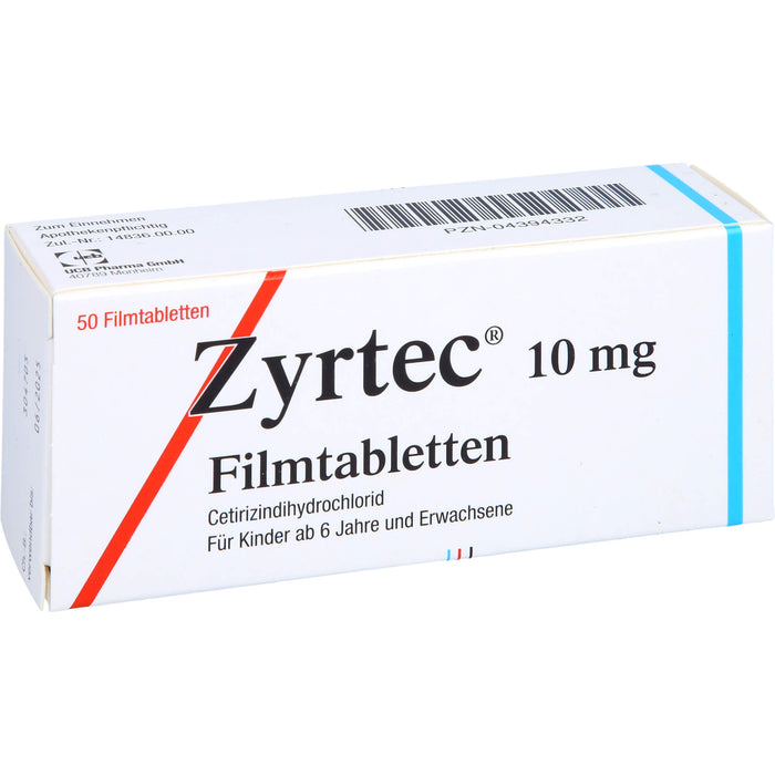 Zyrtec 10 mg Filmtabletten zur Linderung allergischer Rhinitis und Urtikaria, 50 pc Tablettes