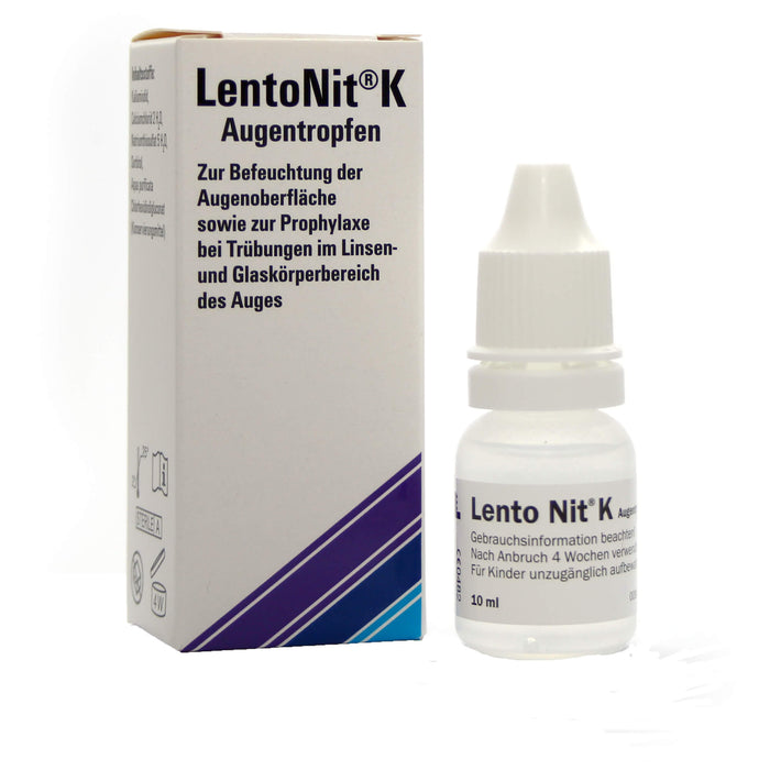 Lento Nit K Augentropfen zur Befeuchtung der Augenoberfläche sowie zur Prophylaxe bei Trübungen im Linsen- und Glaskörperbereich des Auges, 10 ml Lösung