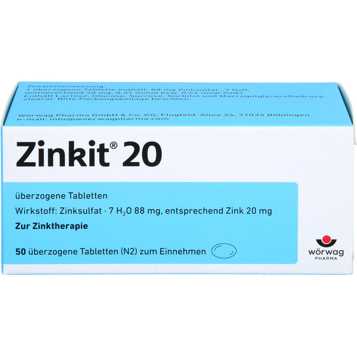 Zinkit 20, Überzogene Tabletten, 50 St UTA