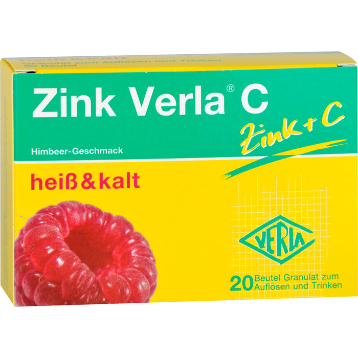 Zink Verla C Himbeer-Geschmack heiß & kalt Granulat, 20 pcs. Sachets