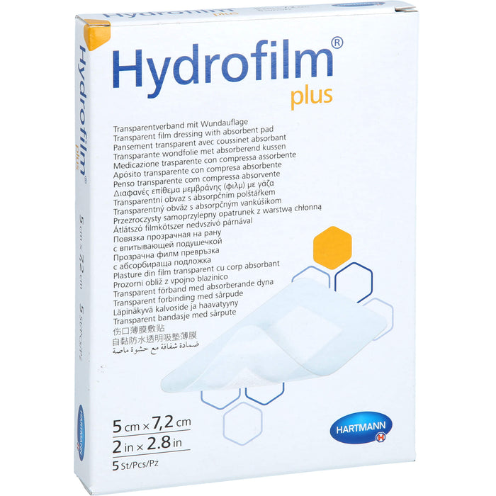 Hydrofilm Plus Transparentverband 5 x 7,2 cm, 5 pc Pansements