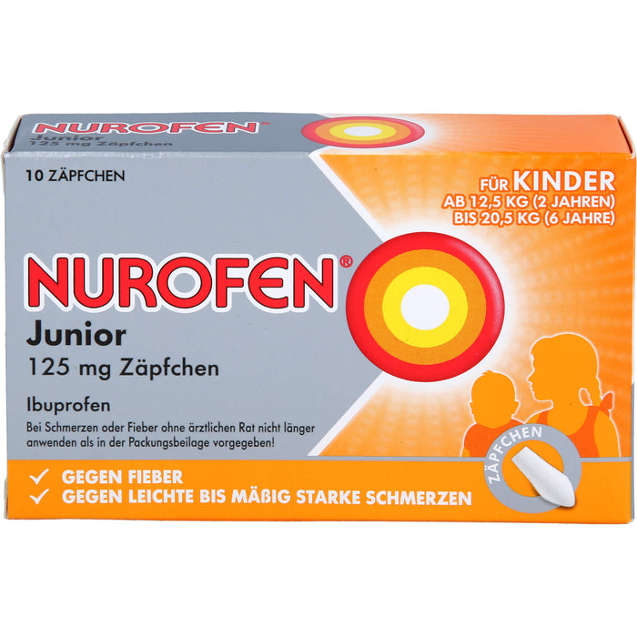 Nurofen Junior 125 mg Zäpfchen bei Fieber & Schmerzen ab 2 Jahren, 10 St. Zäpfchen