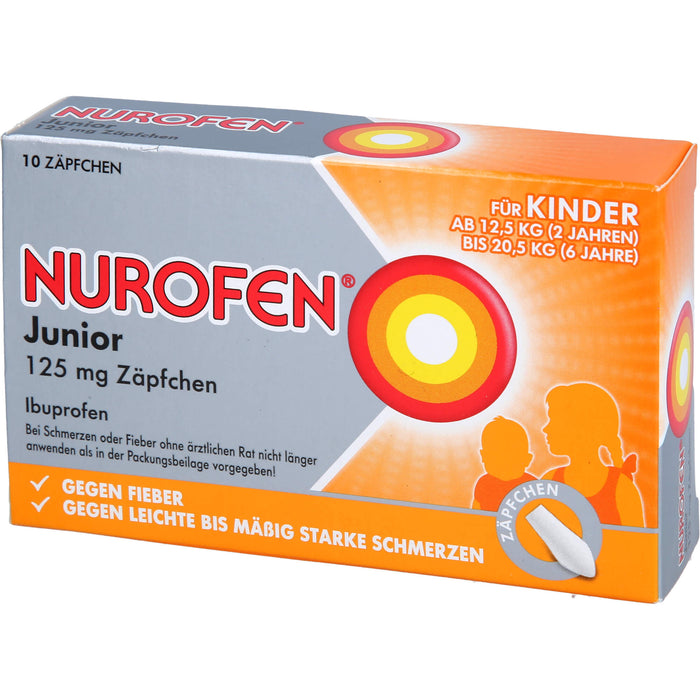 Nurofen Junior 125 mg Zäpfchen bei Fieber & Schmerzen ab 2 Jahren, 10 pc Suppositoires