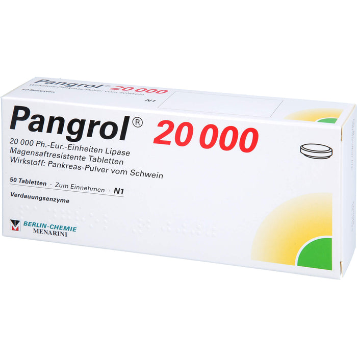 Pangrol 20 000 Ph.-Eur.-Einheiten Lipase Tabletten, 50 pc Tablettes