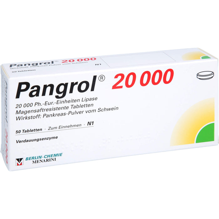 Pangrol 20 000 Ph.-Eur.-Einheiten Lipase Tabletten, 50 St. Tabletten