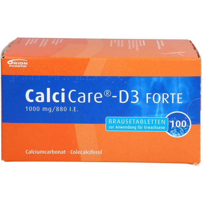 CalciCare-D3 forte 1000 mg/880 I.E. Brausetabletten zur Prävention und Behandlung von Osteoporose, 100 St. Tabletten