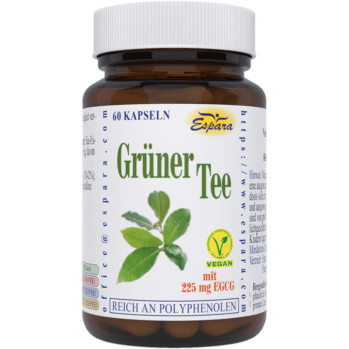 Espara Grüner Tee Kapseln mit 225 mg EGCG, 60 pcs. Capsules