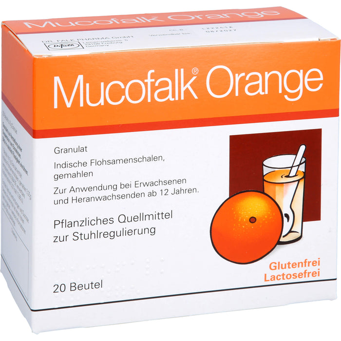 Mucofalk Orange Granulat Quellmittel zur Stuhlregulierung, 20 pcs. Sachets