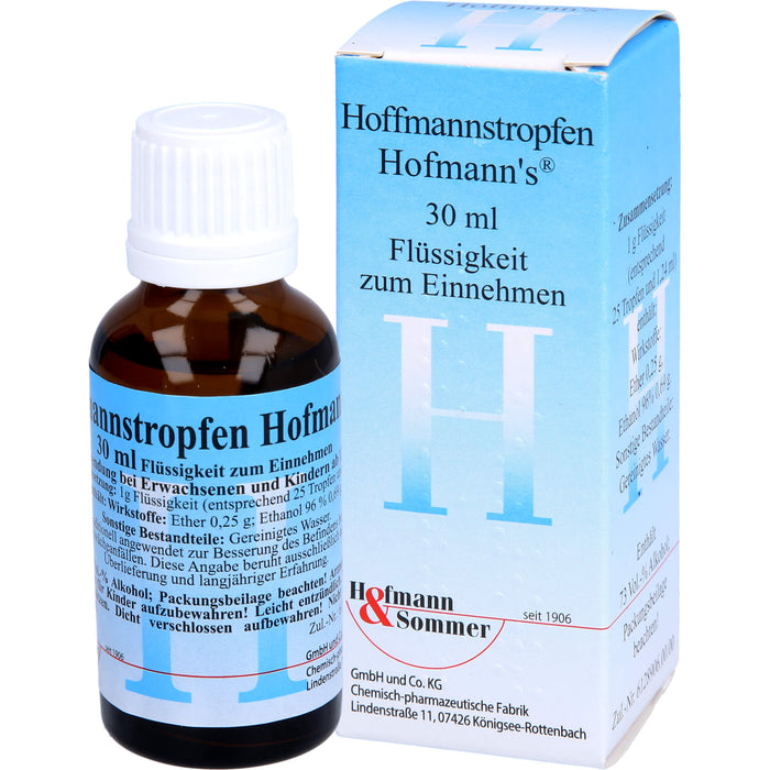 Hoffmannstropfen zur Belebung bei Abgespanntheit , Lustlosigkeit, Schwächeanfällen, Übelkeit und Völlegefühl, 30 ml Solution