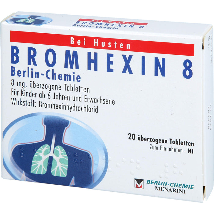 BERLIN-CHEMIE BROMHEXIN 8 Tabletten bei Husten, 20 pcs. Tablets