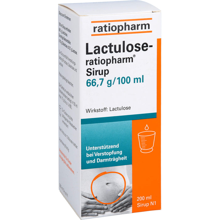 Lactulose-ratiopharm Sirup unterstützend bei Verstopfung und Darmträgheit, 200 ml Lösung