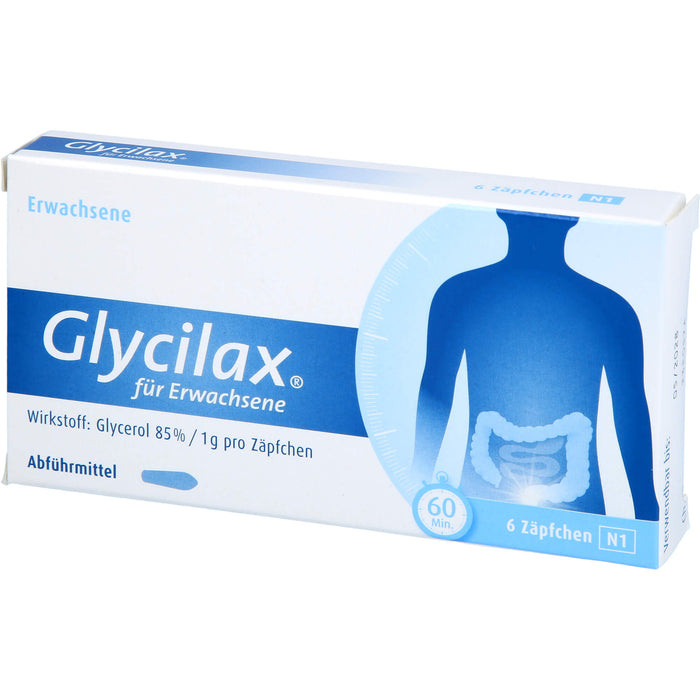 Glycilax für Erwachsene Zäpfchen Abführmittel, 6 pc Suppositoires