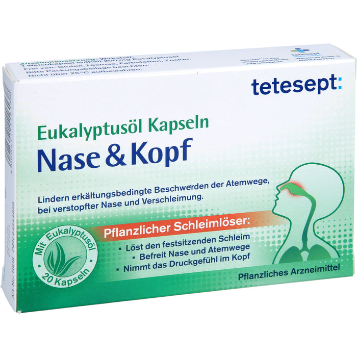 tetesept Eukalyptusöl Kapseln Nase + Kopf, 20 pc Capsules