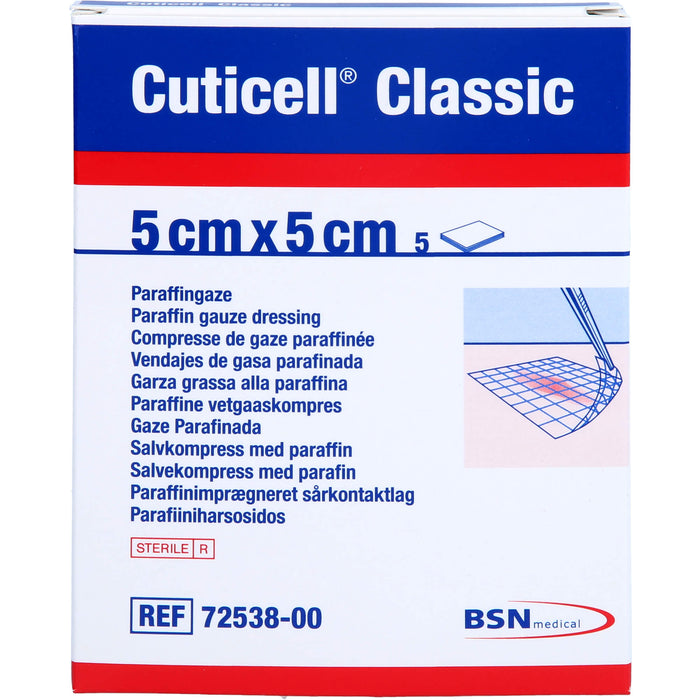 Cuticell Classic 5 x 5 cm Paraffingaze, 5 pc Gaze de plaie