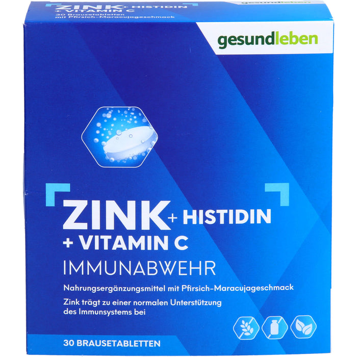 gesundleben Zink + Histidin + Vitamin C Brausetabletten, 30 pcs. Tablets