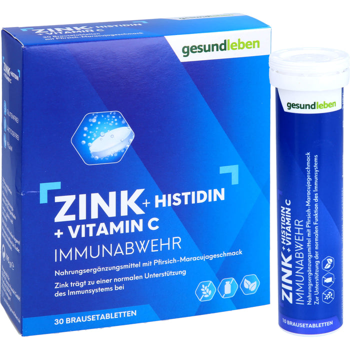 gesundleben Zink + Histidin + Vitamin C Brausetabletten, 30 pc Tablettes