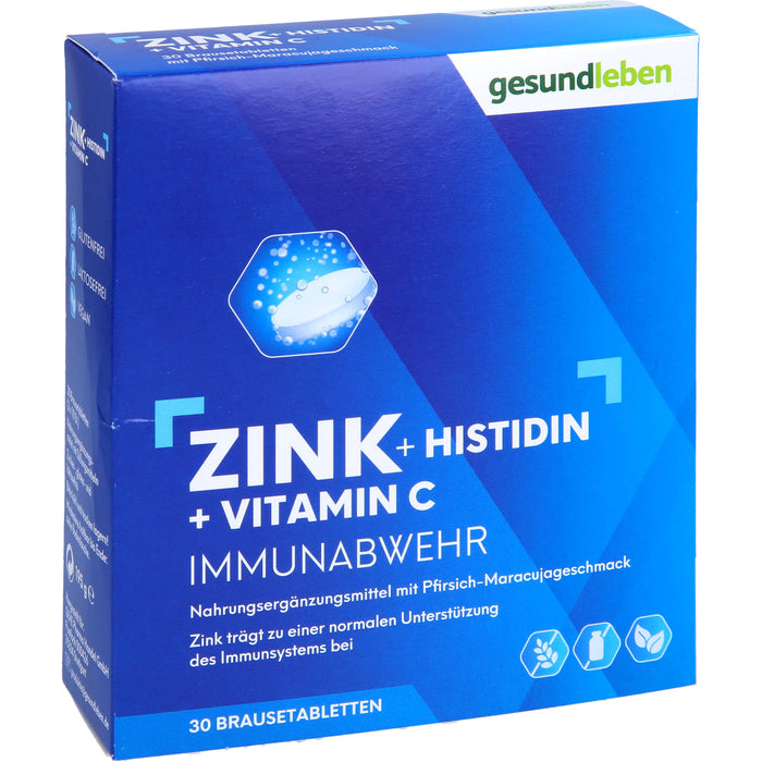 gesundleben Zink + Histidin + Vitamin C Brausetabletten, 30 pc Tablettes