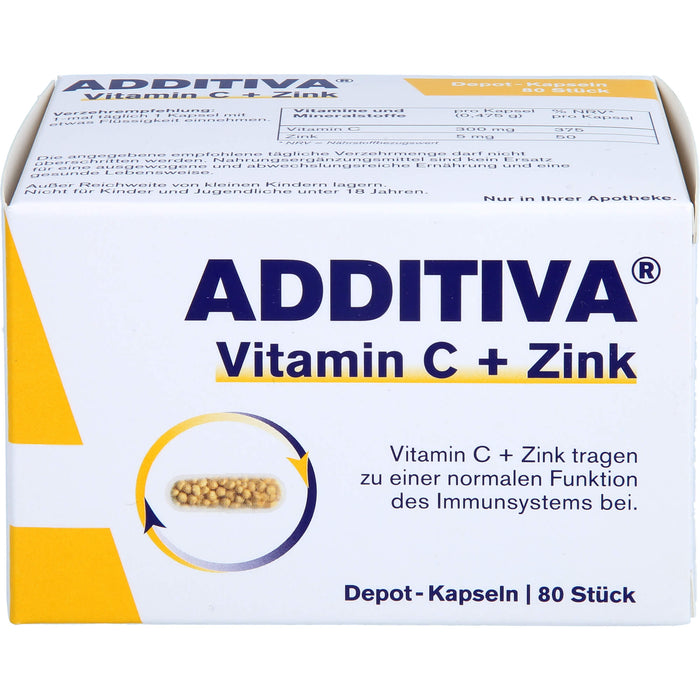 ADDITIVA Vitamin C + Zink Depotkaps.Aktionspackung, 80 St KAP