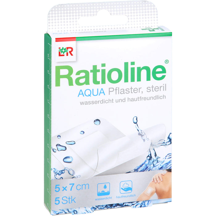 Ratioline aqua Duschpflaster plus 5 x 7 cm steril, 5 pc Pansement