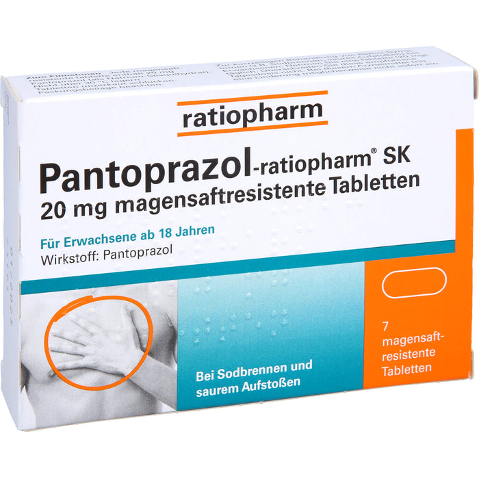 Pantoprazol-ratiopharm SK 20 mg Tabletten bei Sodbrennen, 7 pcs. Tablets