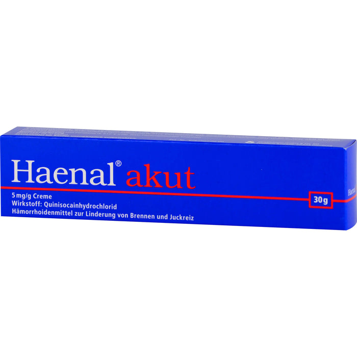 Haenal akut Creme Hämorrhoidenmittel  zur Linderung von Brennen und Juckreiz, 30 g Cream