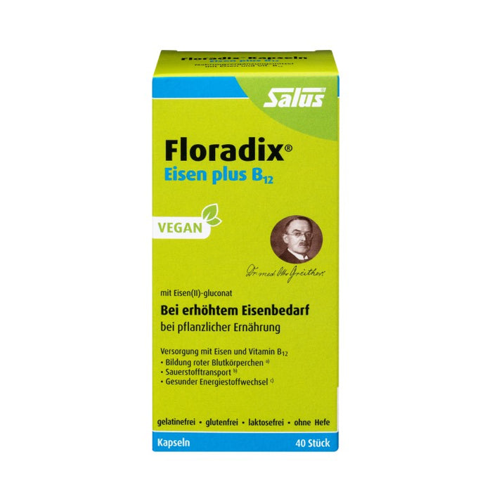 Floradix Eisen plus B12 vegan Kapseln, 40 St. Kapseln