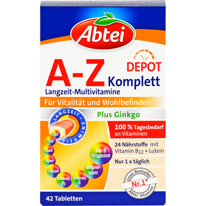 Abtei A-Z Komplett Depot Langzeit-Multivitamine Tabletten, 42 pc Tablettes