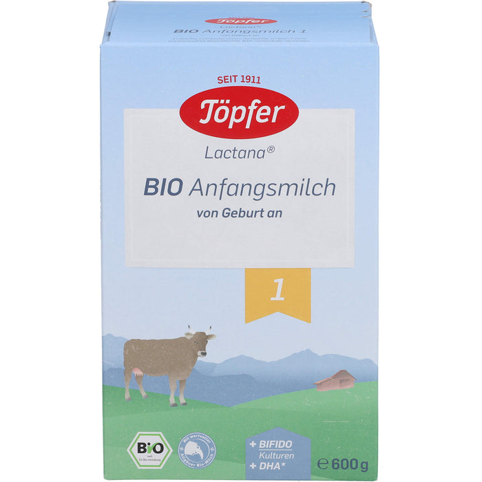 Töpfer Lactana Pulver Bio Anfangsmilch von Geburt an, 600 g Pulver