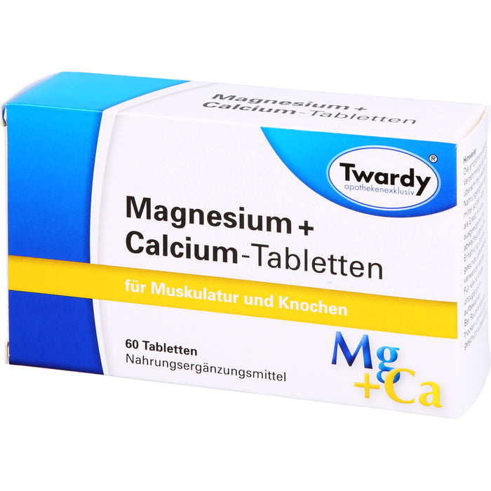 Twardy Magnesium + Calcium-Tabletten für Muskulatur und Knochen, 60 pc Tablettes