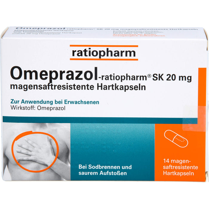 Omeprazol-ratiopharm SK 20 mg bei Sodbrennen Kapseln, 14 pc Capsules