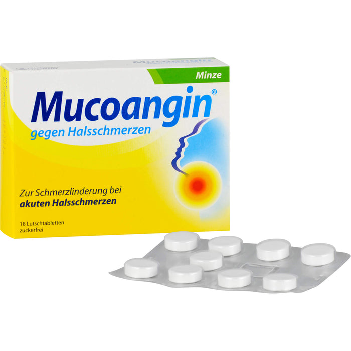 Mucoangin Minze Lutschtabletten gegen Halsschmerzen, 18 pc Tablettes