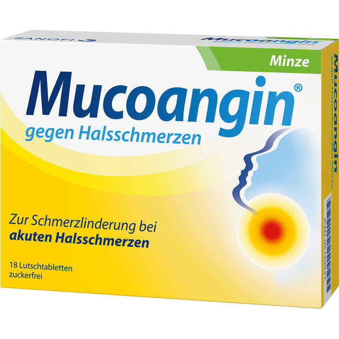 Mucoangin Minze Lutschtabletten gegen Halsschmerzen, 18 pcs. Tablets